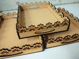 Laser cutwork serving tray - Floral design