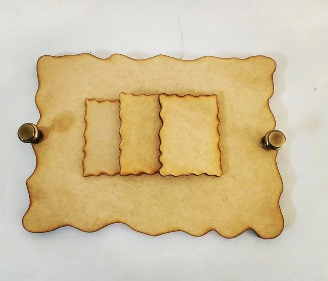 Uneven Tray With knob handles - 12 Inch / 10 Inch, 6mm, Brown, MDF, Brass