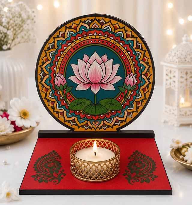 10pcs Lotus Mandala Tulsi Tea Light Holder Candle Holder Varalakshmi Vratam, Pooja & Tambulam Return Gifts, Indian Wedding Favors, Manjal Kumkumam, Housewarming Gift - Lotus Aura