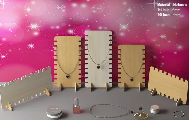 Necklace stand hanging display made of 6mm Bitch Wood - Set of 6