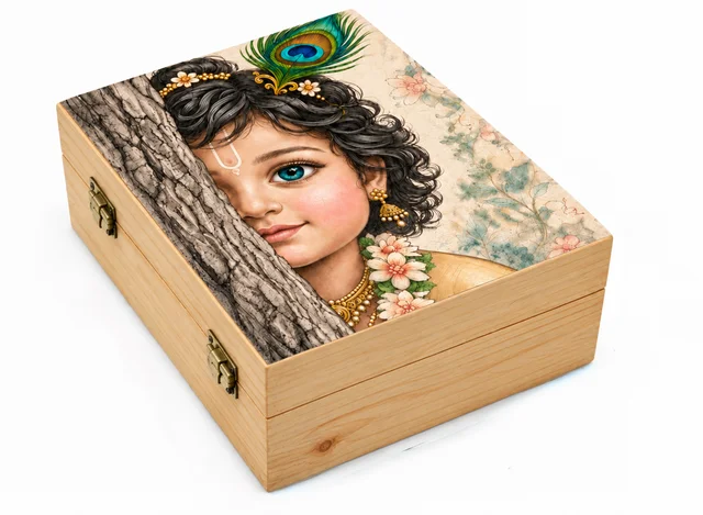 Pinewood Lock box with Krishna Print