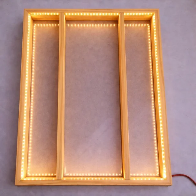 Pinewood Frame 4 Side LED Lights + Base Acrylic Varmala Preservation - 24 * 18 * 2 Inches