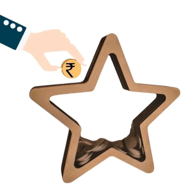 Self Standing Piggy Bank- Star - 8 inches, Assembled