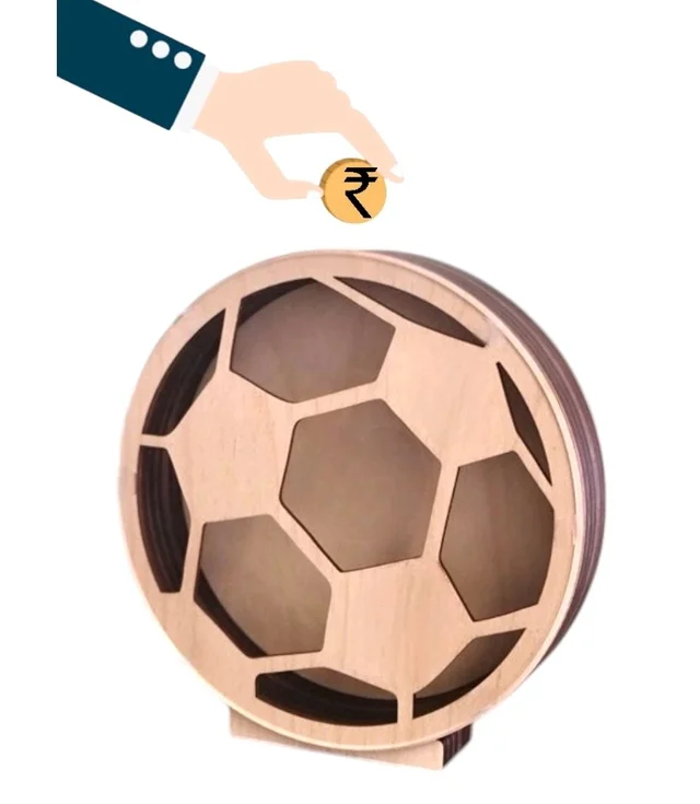 Self Standing Piggy Bank- Football - 6 inches, Assembled
