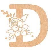 Floral Monogram A-F - 6 inches, D