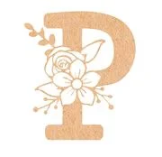 Floral Monogram M-Q - 4 inches, P