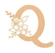 Floral Monogram M-Q - 6 inches, Q