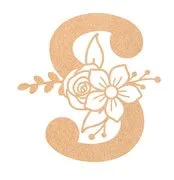 Floral Monogram R-V - 6 inches, S