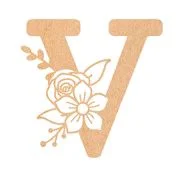 Floral Monogram R-V - 6 inches, V