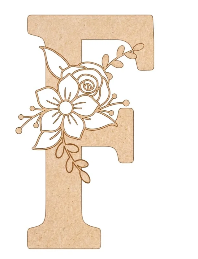 Floral Monogram A-F - 10 inches, F