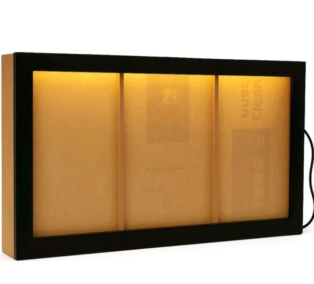 Black 3 Equal Partition Varmala Preservation Frame / Shadow Box With 3 Side LED Light - 18 * 10 * 3 inches