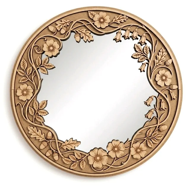 Floral Cut Double Layer Mirror - 16 inches