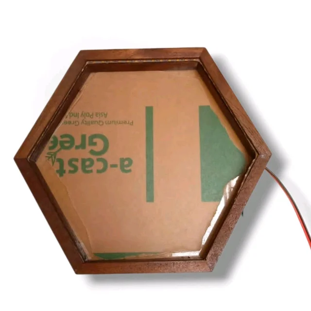 Hexagon LED Teakwood Frame - 10 * 10 * 1 inches