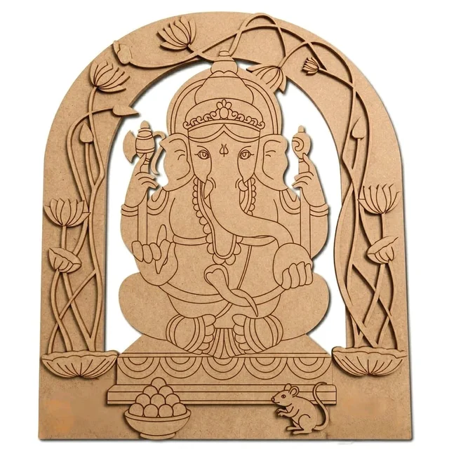 Multi layered MDF Ganesh Cutout - 12 inches, 4 + 4 mm