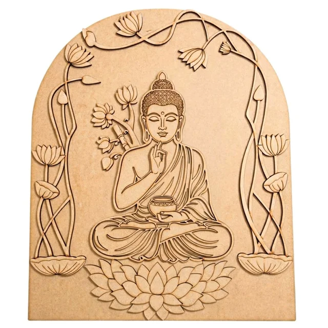 Multi layered MDF Bhudha Cutout - 12 inches, 4 + 4 mm