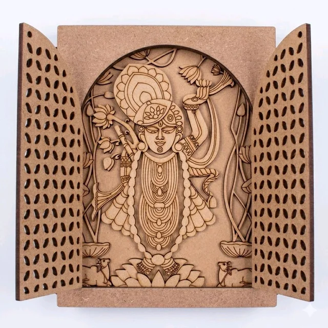 Shreenathji with Jharokha Window With Jali Door - 20 inches