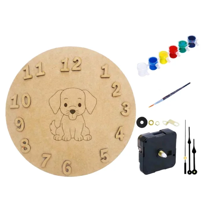 Kids Clock DIY Kit- Dog Theme - 10 pieces