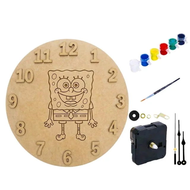 Kids Clock DIY Kit- Sponge Bob Theme - 10 pieces