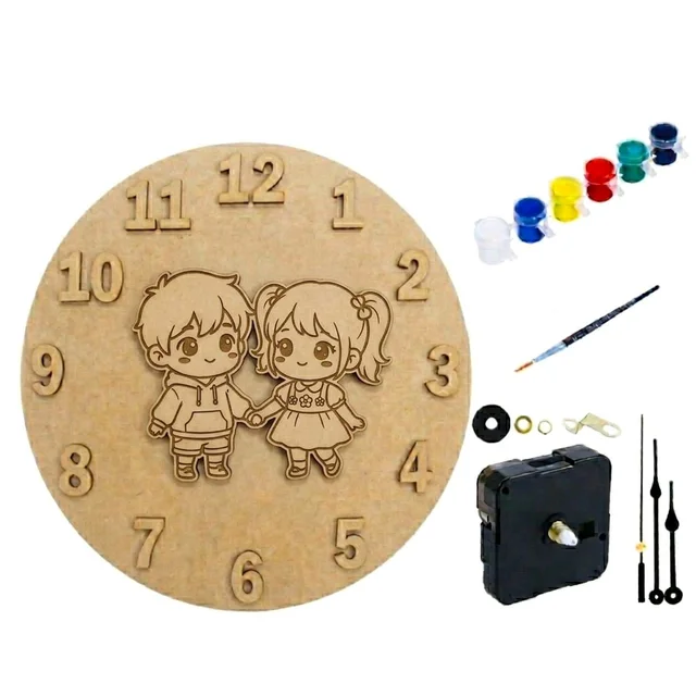 Kids Clock DIY Kit- Boy-Girl , Brother-sister, Friends Theme - 10 pieces