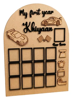 Baby Birthday Frame With 13 Photo - MDF, 18 * 13 inches