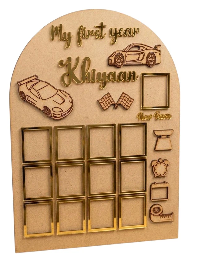Baby Birthday Frame With 13 Photo - MDF, 18 * 13 inches