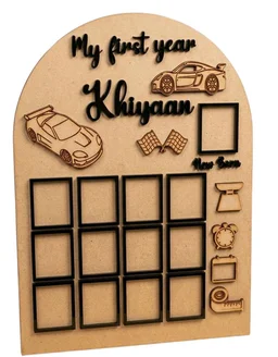 Baby Birthday Frame With 13 Photo - MDF, 24 * 18 inches