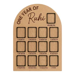 Baby Birthday Frame With 13 Photo - Gold, 18 * 13 inches