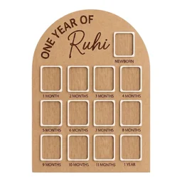 Baby Birthday Frame With 13 Photo - Gold, 24 * 18 inches