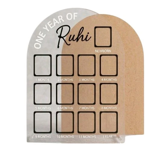 Acrylic base Baby Birthday Frame With 13 Photo - Black, 18 * 13 inches