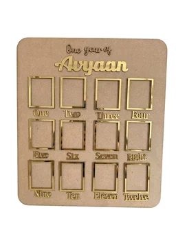 Baby Birthday Frame With 12 Photo - white, 18 * 13 inches