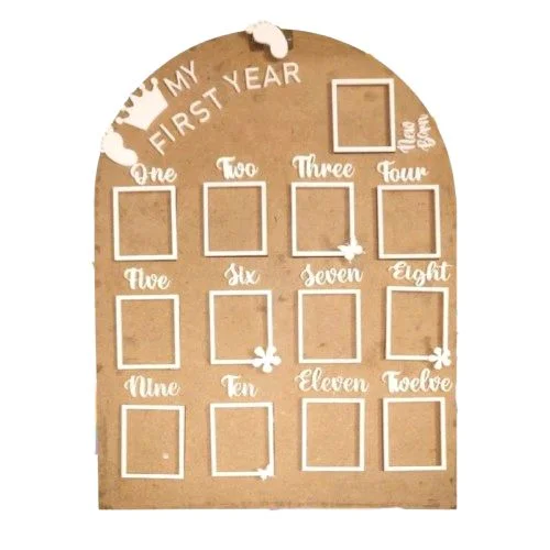 Baby Birthday Frame With 13 Photo - white, 18 * 13 inches