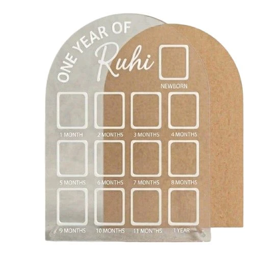 Acrylic base Baby Birthday Frame With 13 Photo - white, 24 * 18 inches