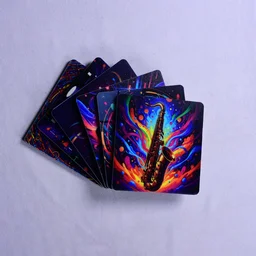 Premium Acrylic Tea Coasters UV Printed Set of 6 with Stand | Instruments