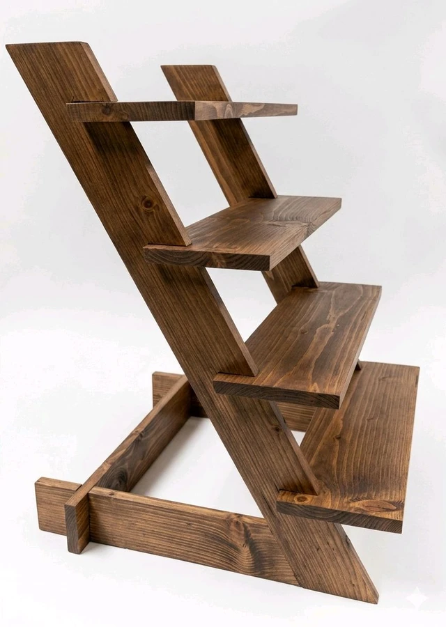 4 Step Dismantling pinewood Display stand - 12 * 4 inches, with groove