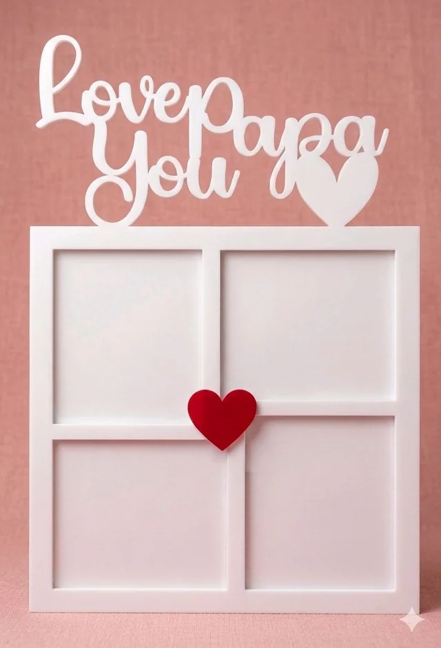 Love you Pa Double Layer White Acrylic Photo Fridge Magnet - 25 pieces