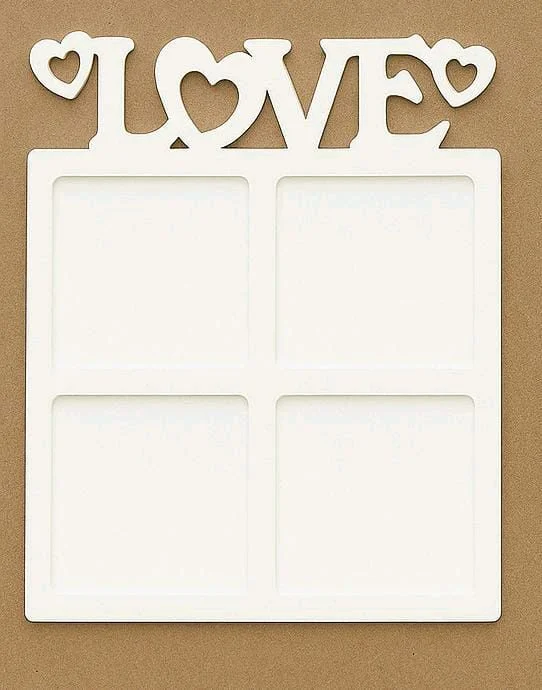Love Heart Double Layer White Acrylic Photo Fridge Magnet - 25 pieces