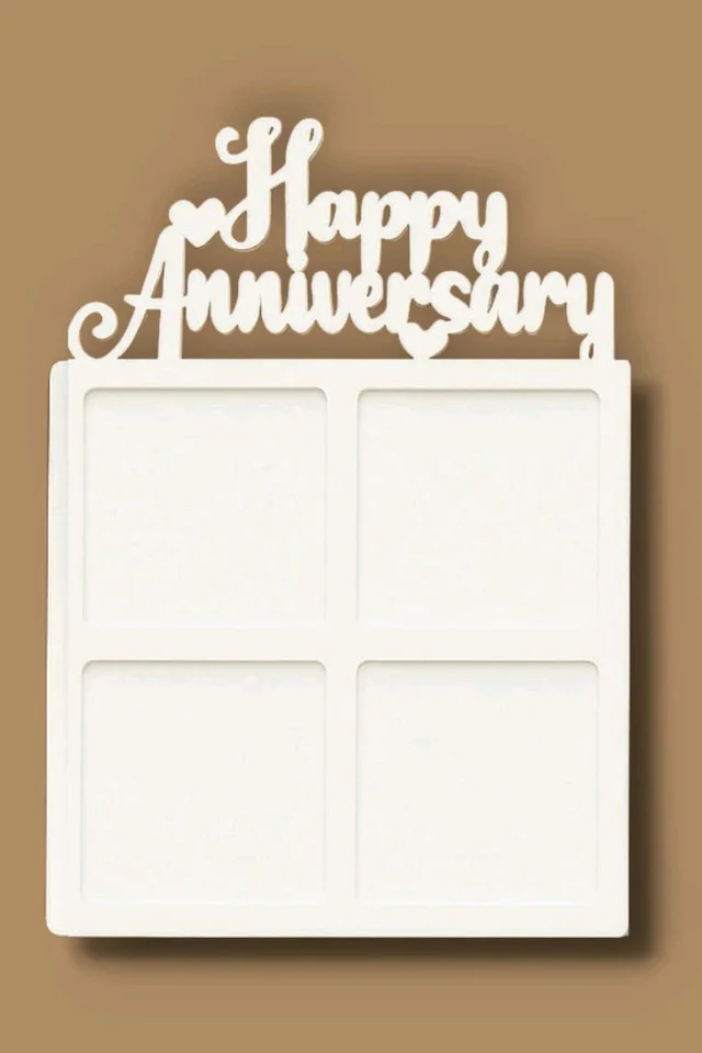 Happy Anniversary Double Layer White Acrylic Photo Fridge Magnet - 25 pieces