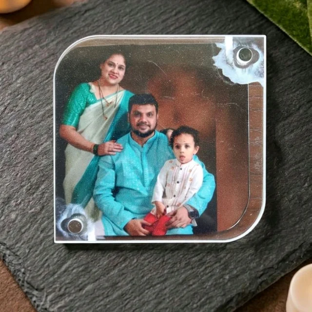 Acrylic Polaroid Fridge Magnet- Square With 2 Curved Edges - 5 pieces