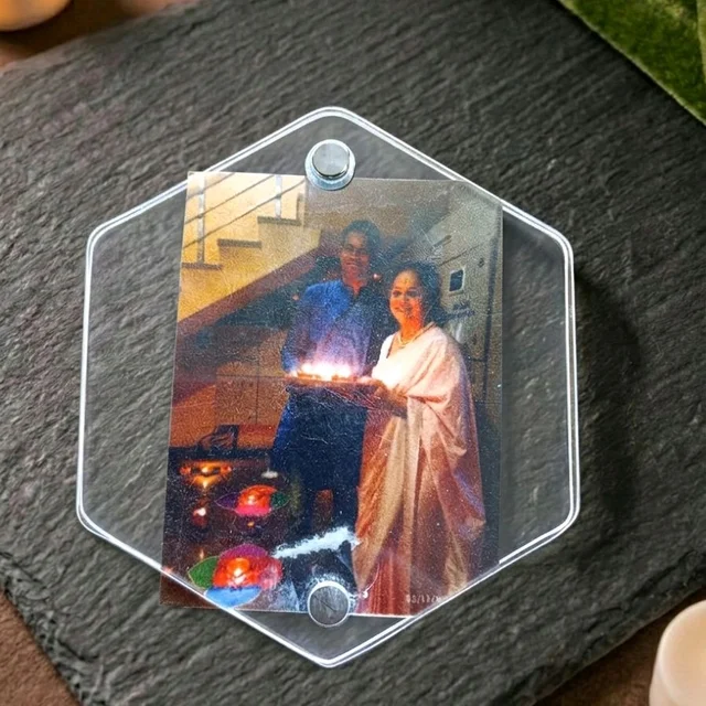 Acrylic Polaroid Fridge Magnet- Hexagon - 10 pieces