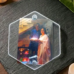 Acrylic Polaroid Fridge Magnet- Hexagon - 10 pieces