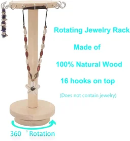DIY Necklace Holder 360° Rotating Wooden Jewelry Organizer