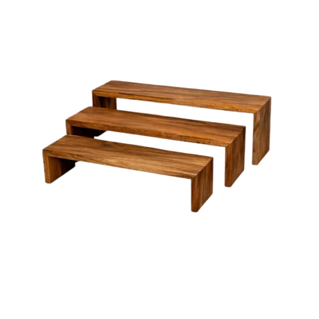 Teakwood Grazing Table Risers / Display Stand- Set Of 3 Stands