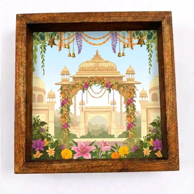 Teakwood Wall Frames - 5 Pieces -Royal Mandap Theme - 10 * 10 * 0.5 inches, 5 pieces