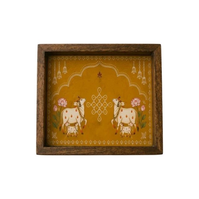 Teakwood Wall Frames - 5 Pieces -Kolam Theme - 8 * 8 * 0.5 inches, 5 pieces