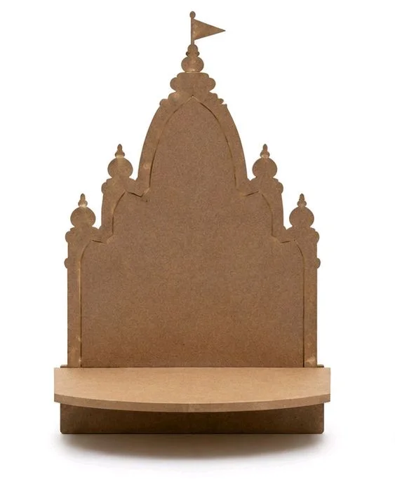 Traditional Temple Style Wall Floating Shelf / Diya Stand - 12 * 7.5 * 2.5 inches