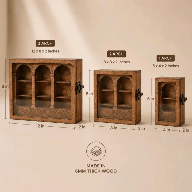 Walnut Colour Birchwood Anxiety Bookshelf For Miniature Book Display - 12 * 8 * 2 Inches