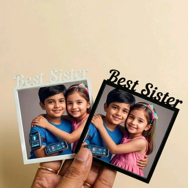 Double Layer Photo Frame Fridge Magnet Rakshabandan Special - White, 5 pieces, best mother