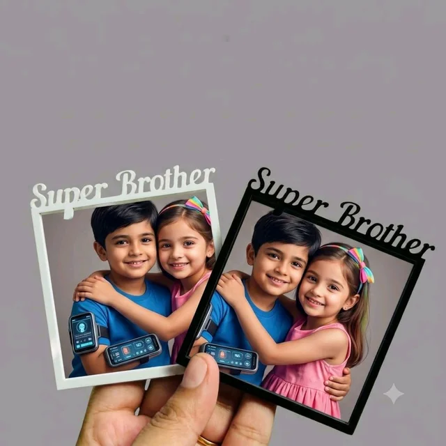 Double Layer Photo Frame Fridge Magnet Rakshabandan Special - black, 10 pieces, best friends