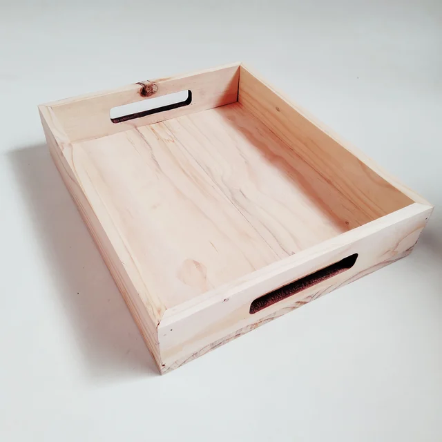 Pinewood Tray / Hamper Flat Handle - 10"/10/2"
