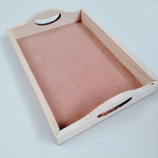 Pinewood Tray / Hamper Curved Handle - 10"/10"/2